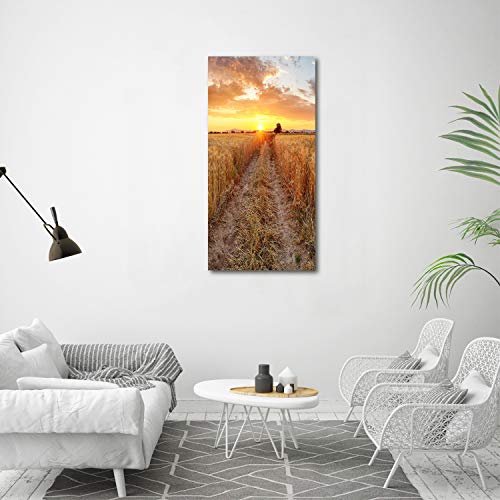 Impression sur verre acrylique 60x120 cm Tulup | Tableau champ de blé jaune