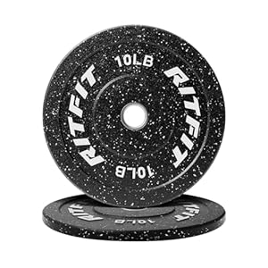 RitFit Bumper Plates, Colored Fleck-Rubber Weight Plates with Steel Insert, 2-inch Olympic Weight Plates for Weight Lifting and Strength Training (Single, Pair & Set)