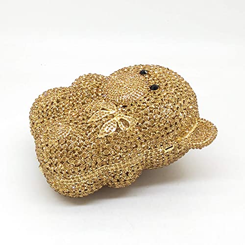 Image of Boutique De FGG Bear Evening Bags and clutches for Women Formal Crystal Clutch Purse Party Animal Rhinestone Handbags,Mini