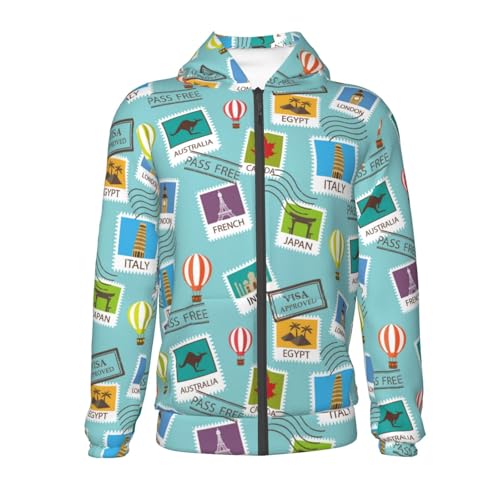 World Travel1 Kid Hoodies Boys Zip Up Sweatshirts Girls Pullover with Pocket2