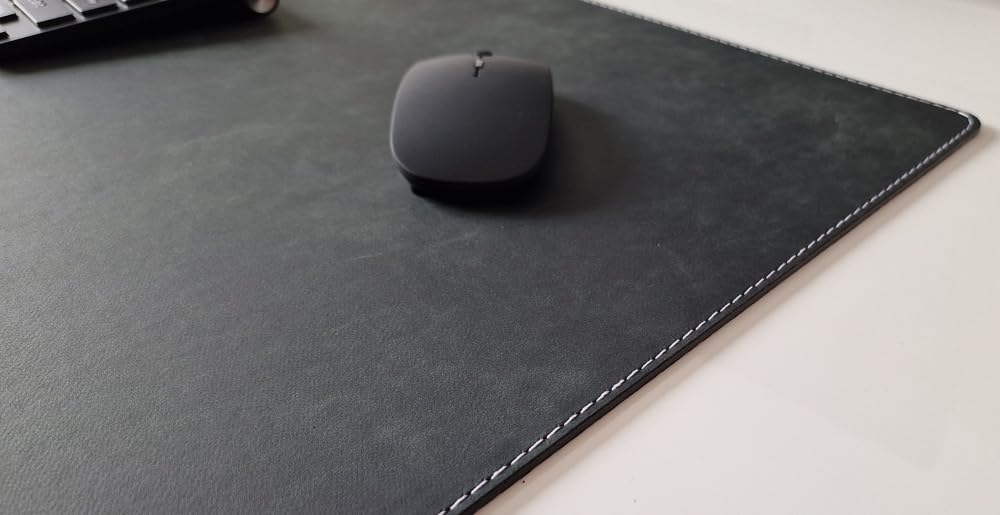 Gewinkelte Schreibtischunterlage mit Kantenschutz Nubuk Leder 60 x 38 Anthrazit