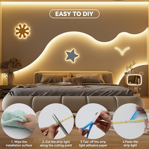 Image of MIWISE COB LED Strip Light 20ft /6.1m,CRI 90+ Warm White 2700K High Lumen Super Bright Flexible DC24V LED Tape Light,for Cabinet Home Office DIY Lighting Projects(Adapter&Controller NOT Included)