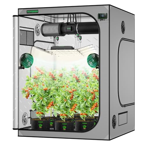 VIVOSUN G558 60'x60'x80' Grow Tent, 5x5 Plant Greenhouse Tent 2000D Mylar Hydroponic Tent with 22mm Thickened Poles, Observation Window and Floor Tray for Plants for VSF6450