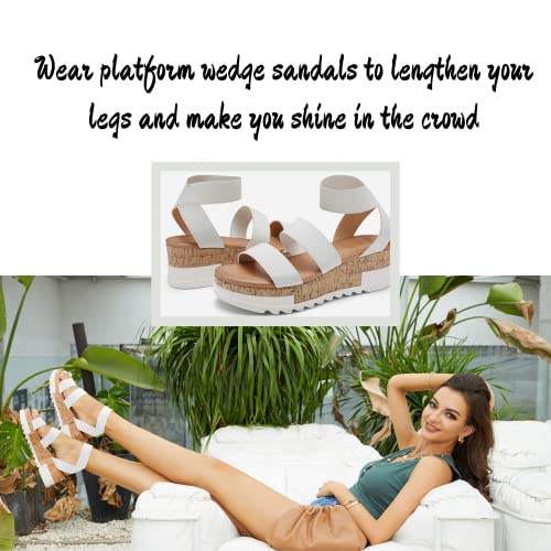 Laicigo Women's Wedge Sandals Platform Sandals Cork Elastic Strap Sandals #TOP3
