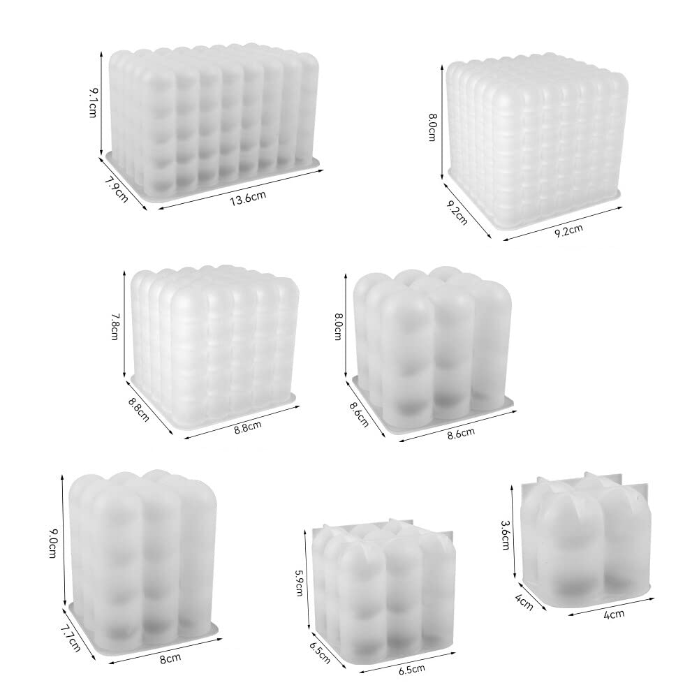 Zestaw 7 sztuk foremek do świec bąbelkowych, 3D DIY formy silikonowe do odlewania świec i knot do świec, do odlewania świec jako dekoracja domu, świeca zapachowa DIY, mydło