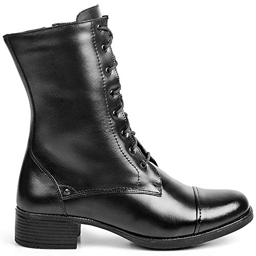 Bota Coturno Feminino Bigioni Cano Alto de Amarrar Preto Cor:Preto;Tamanho:35;Gênero:Feminino