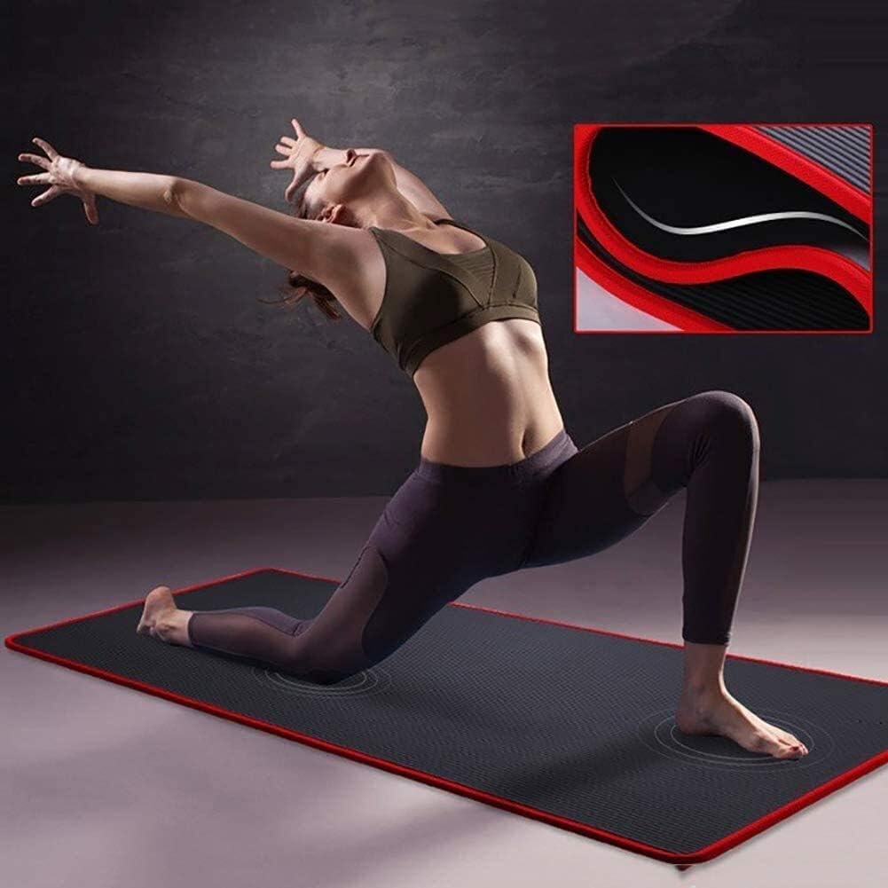 Mata do jogi Pilates Mata do ćwiczeń Przysiady Ćwiczenia rozciągające Push-up Mężczyźni Kobiety Zagęszczona przyjazna mata do treningu fitness(Nero)