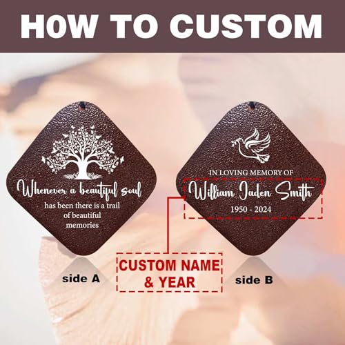 Image of ASTARIN Personalized Memorial Wind Chimes, Tree of Life Wind Chime for Loss of Mom /Dad /Son, 28 inch Deep Tone Windchime Sympathy Bereavement Gifts for Condolences