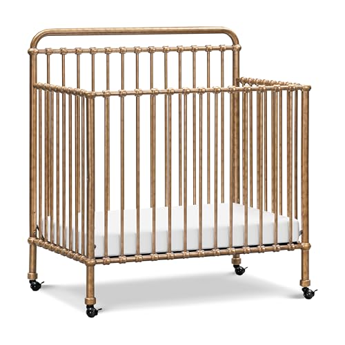 Image of Namesake Winston 4-in-1 Convertible Mini Crib w/Removable Wheels - Converts to Toddler Bed, Daybed & Twin-Size Bed - GREENGUARD Gold Certified - 4 Adjustable Heights - Durable Metal, Easy to Assemble