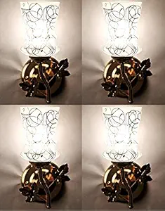 Royal Glass Fancy Light Wall lamp with Metal Fitting and All Fixture Set of Four(Electric)