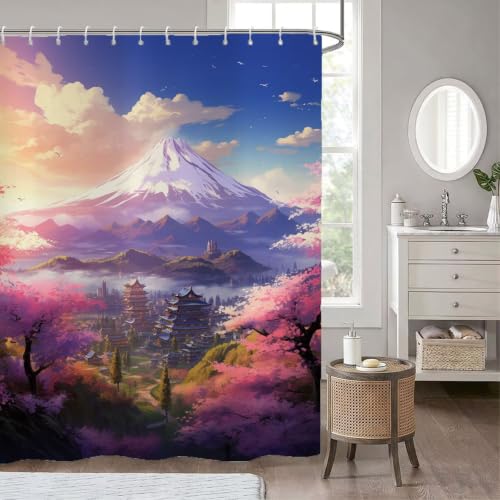 Rideau de douche Mont Fuji 200x120 cm en polyester imperméable - 4