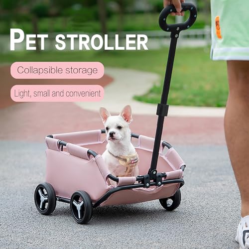 Carrinho dobrável para cães, 4 rodas, para viajar, fazer compras, passear, brincar para cães pequeno