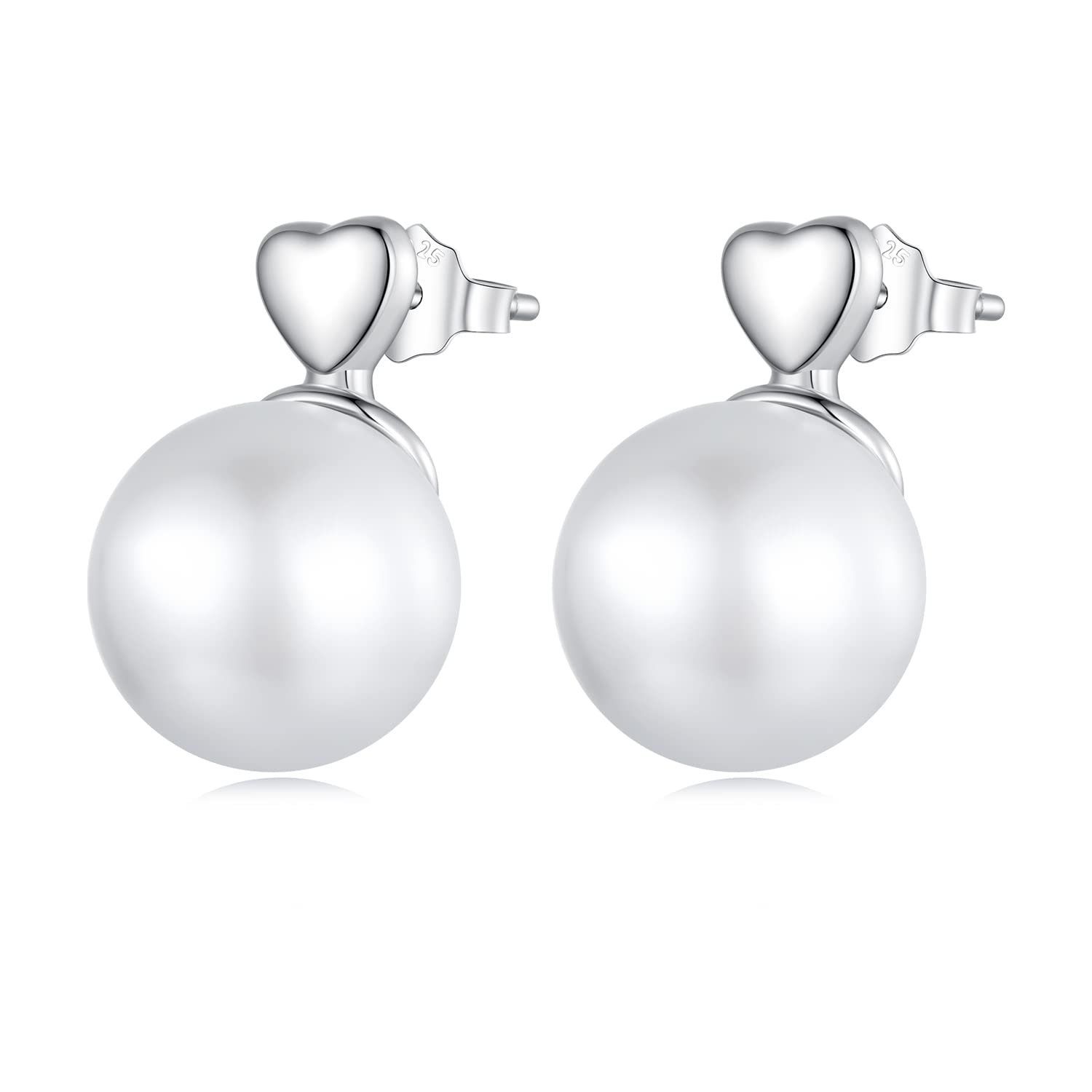 WBDWWTD 925 Sterling Silber Perlen-Creolen für Frauen, baumelnde Perlen-Tropfenohrringe, Geschenke