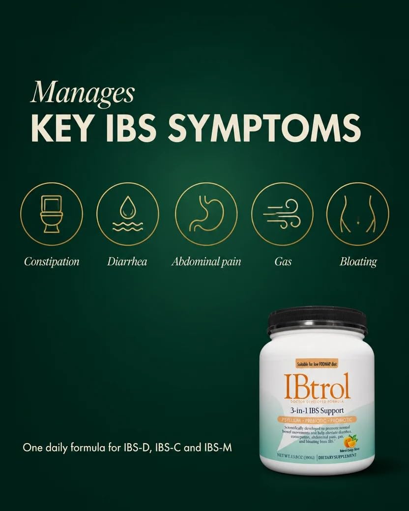 IBtrol® 3–in–1 IBS Gut Health Supplement with Psyllium, Prebiotic and Probiotics, Manages IBS Symptoms, Gas, Bloating, Diarrhea, Constipation, Abdominal Pain 60 Servings (Natural Orange Flavor) — Amazon image 5