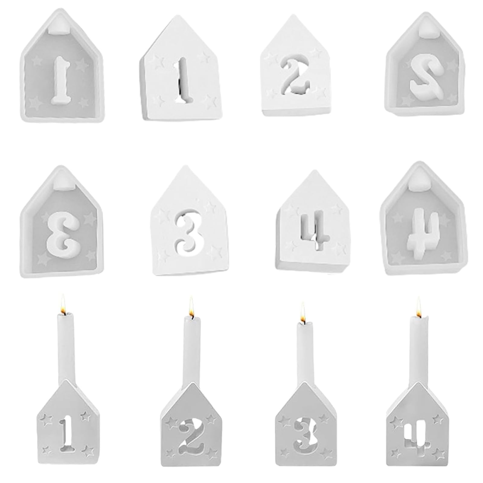 Yhplxyuus 4Pcs House Shaped Silicone Molds for Epoxy Resin, Candlestick, Holder, Home Decoration, Plaster Silicone Mold Home Decoration Molds