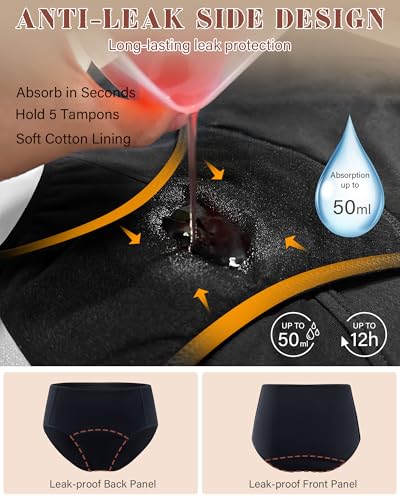 Image of Incontinence Underwear for Women Cotton, Leak-Proof Panties High Waist