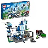 LEGO 60316 City Polizeistation mit Polizeiauto, Müllauto und Hubschrauber, Gebäude zum Bauen mit 3 Figuren, Polizei-Spielzeug für Jungen und Mädchen ab 6 Jahren, Geschenk für Kinder