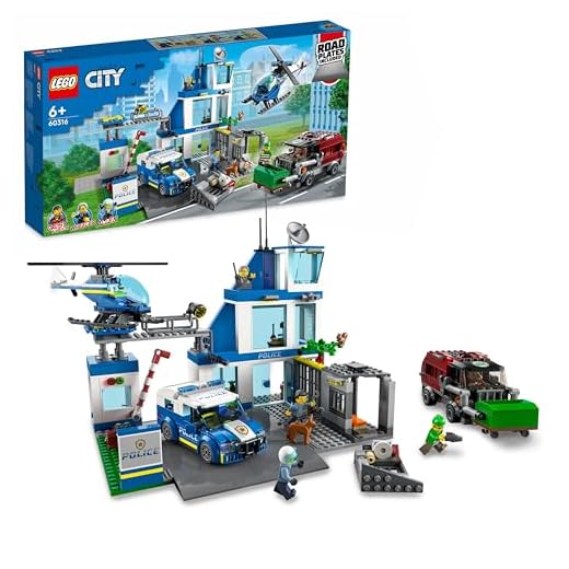 LEGO City Police Station Building Kit for Kids aged 6+, with a Helicopter, Patrol Vehicle and Customized Bin Lorry, Plus 5 Minifigures, Including 3 LEGO City TV Characters, and a Dog Figure 60316