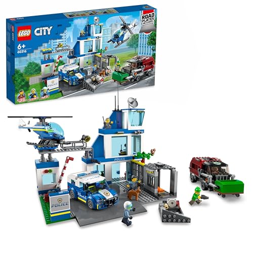 LEGO 60316 City Polizeistation mit Polizeiauto, Müllauto und Hubschrauber,...