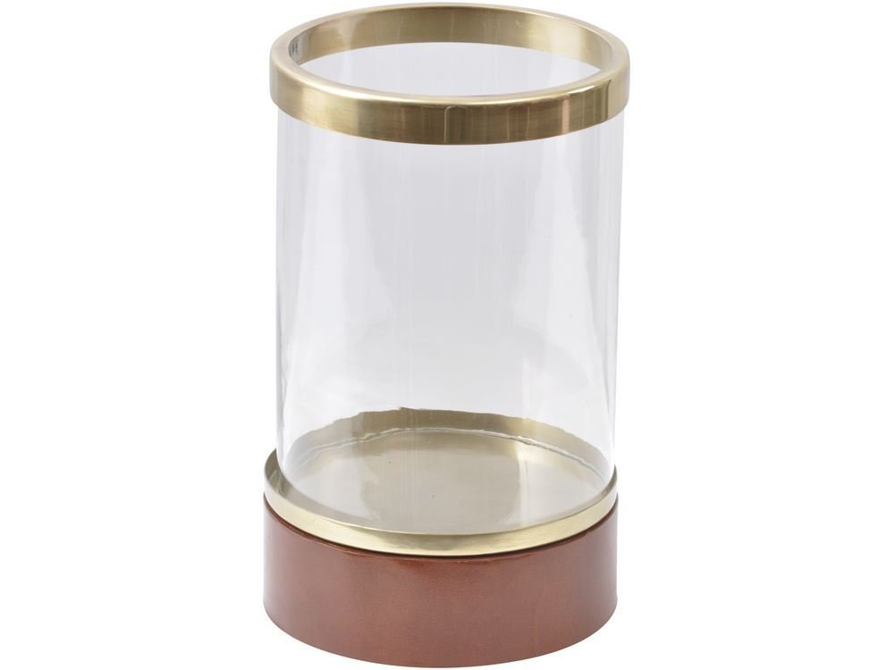 ArtisantiDickens Leather and Brass Round Hurricane Lamp - Large