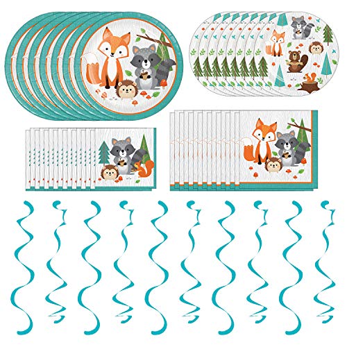 Creative Converting Wild One Woodland Animal Dinnerware Bundle | Luncheon & Beverage Napkins