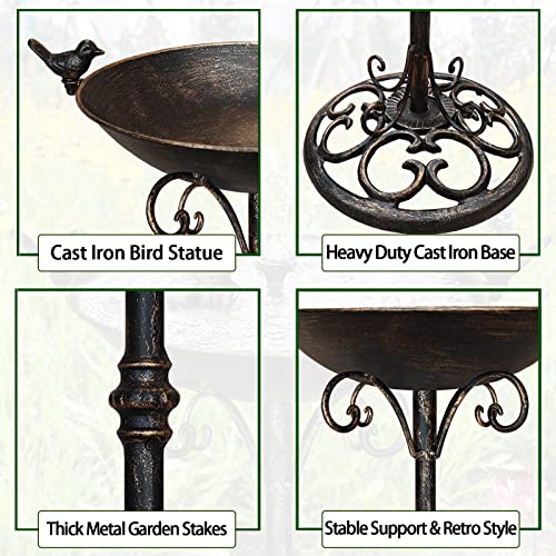 Hjhhartspace Cast Iron Bird Bath, Bird Baths For Outdoor Metal Bird Bath With Bird Statues Bird Feeder Bowl Tray Yard Garden Outside Decoration #TOP5