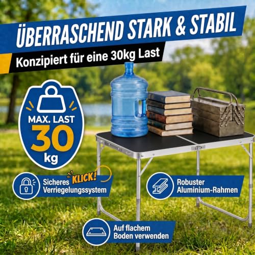 Alu Klapptisch Campingtisch klappbar 120x60 cm - Multifunktionstisch, weiß – Ansicht 6