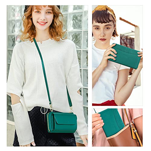 Image of nuoku RFID Blocking Wristlet Wallet for Women, Zip-Around Crossbody Clutch with 2 Removable Straps