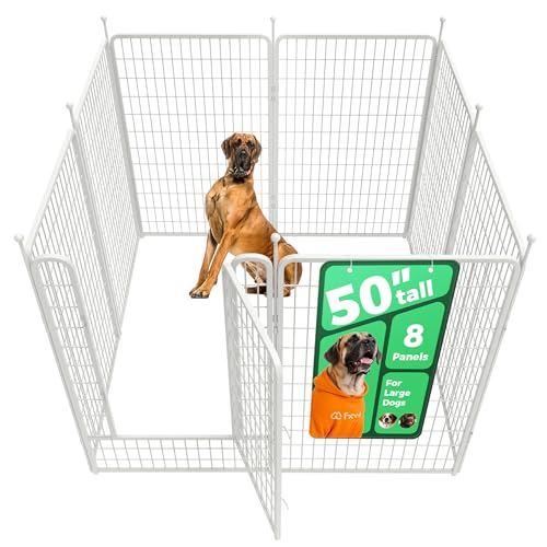 Image of FXW Rollick Unleashed Dog Playpen for Indoor, Yard, RV Camping, 50 inch 8 Panels for Large Dogs, White│Patented