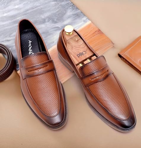 Image of ARAMISH Men's Genuine Leather Slip On Loafer Shoes