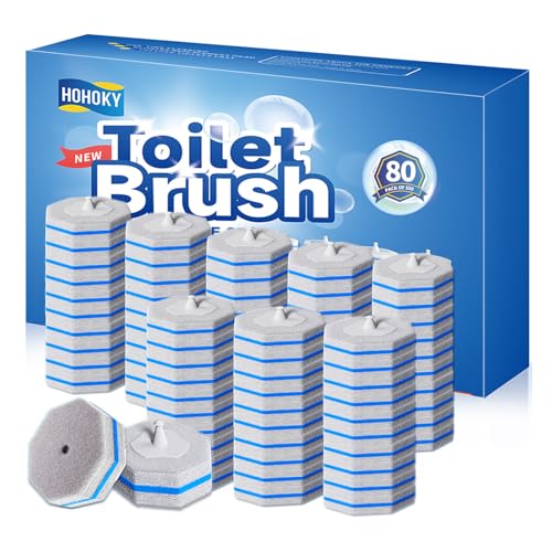 Image of Hohoky 80Pcs Toilet Brush Refills for Disposable Toilet Bowl Brush Scrubber Cleaner Refill Pads,Toilet Brush Replacement Compatible Heads with Most Toilet Brushes Scrubber