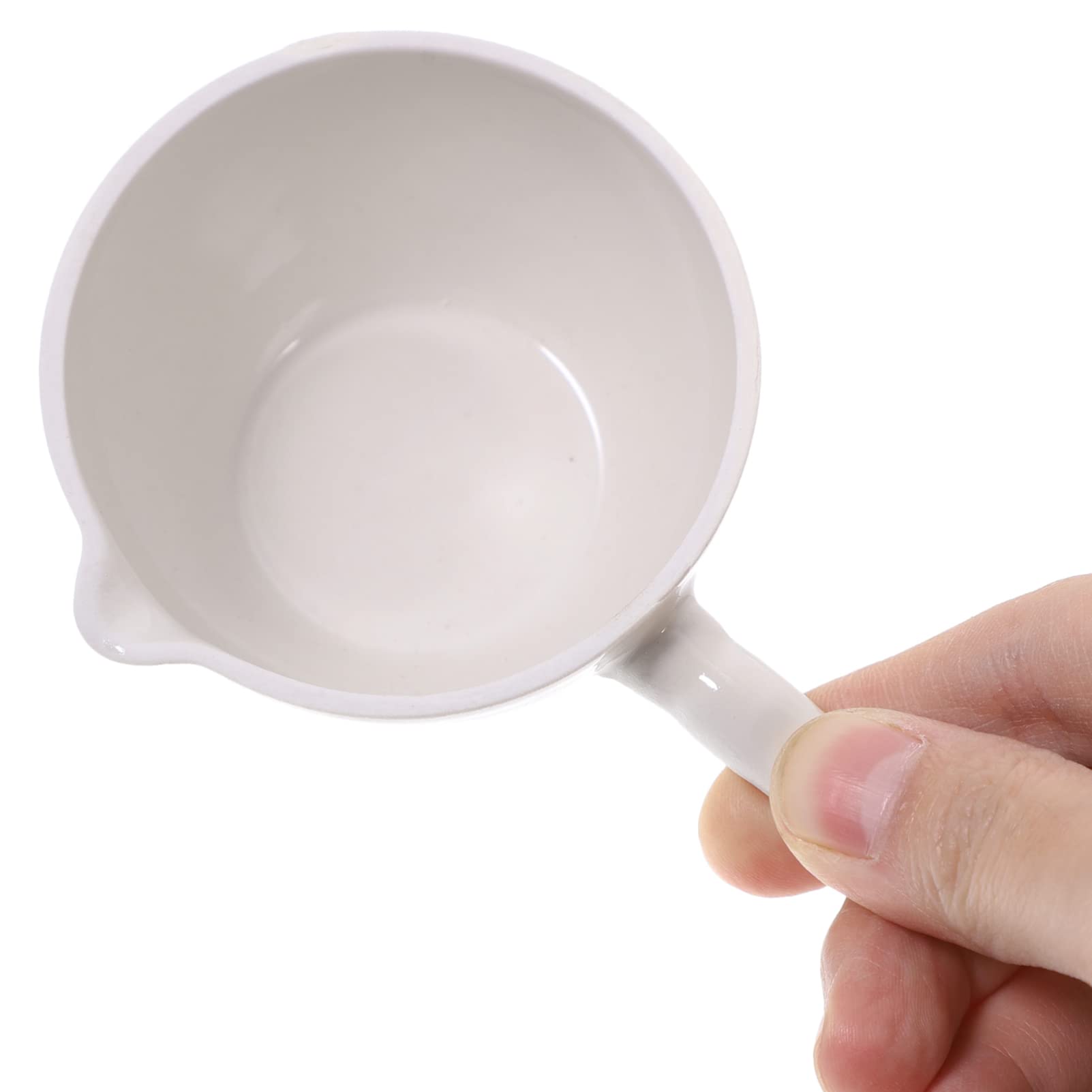 ULTECHNOVO Verdampfungsschalen zum Verdampfen von Flüssigkeiten 2 Stück aus Keramik mit Griff und Ausguss 70ml Volumen Weiß für Labor und Unterricht