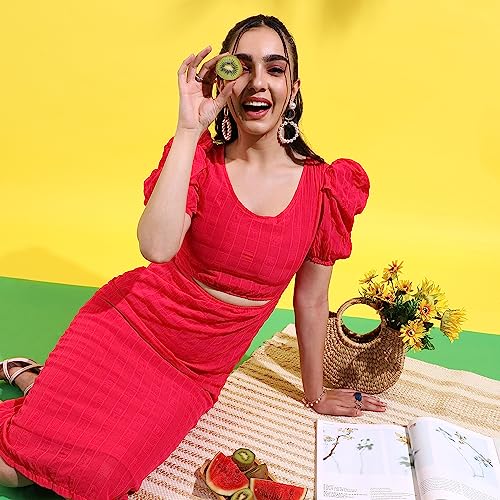 Image of PINACOLADA Women's Solid Dress for Casual Wear | Regular Sleeve | Quality Stretchable Fabric | Dress Crafted with Enhanced Stretch and Comfort Fit for Everyday Wear