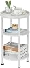 Small Round End Table with Charging Station, 3-Tier Accent Couch Beside Table with USB Ports & Power Outlets, Sofa Side Table for Living Room Small Nightstand Bedroom Classic, White