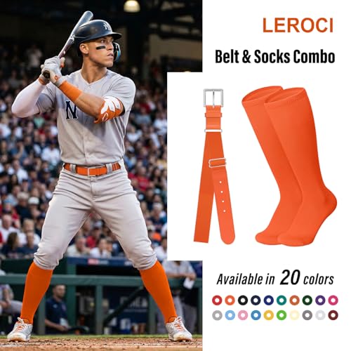Image of Baseball Belt and Baseball Socks Combo Set for Youth and Adult Available in 20 Colors