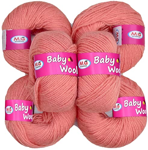 Image of M.G ENTERPRISE 100% Acrylic Wool Salmon (Pack of 10) Baby Soft Wool Ball Hand Knitting Wool /Art Craft Soft Fingering Crochet Hook Yarn, Needle Knitting Yarn Thread Dyed a€¦ A