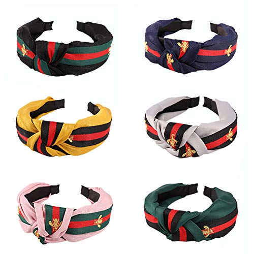 Limewie Lot de 6 bandeaux à rayures avec nœud croisé et abeille pour femme Cover