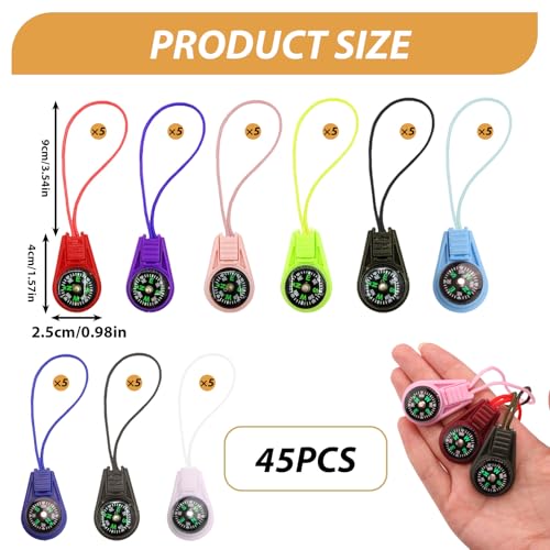 Kit de 45 brújulas botón, mini brújulas en 9 colores miniatura 2