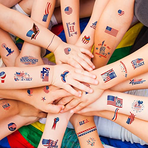 Patriotic Temporary Tattoos For Kids And Adults 10 Sheets Fourth Of July Tattoo Stickers Independence Day Party Supplies No Repeat #TOP6