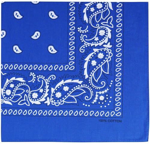 Raylarnia Bandana Multi-Purpose 100% Cotton Headbands for Women 22 inch Paisley Cowboy Bandanas for Men