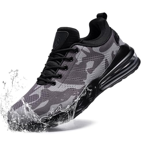 LARNMERN Men Non Slip Work Sneakers Water Resistant Food Service Zapatos Trabajo Antideslizantes Walking Shoes Waterproof Shoes Slip-on, Camo 7