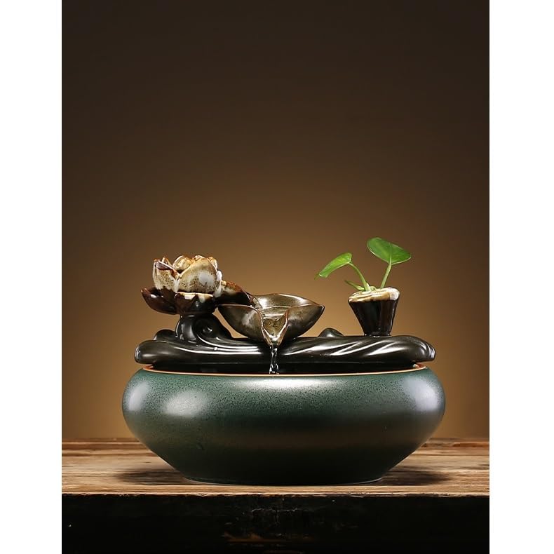 Fuente Decorativa de jardín, Fuente de Agua con Cascada, de cerámica, con función humidificadora, Feng Shui Zen, decoración para salón, Dormitorio, Oficina