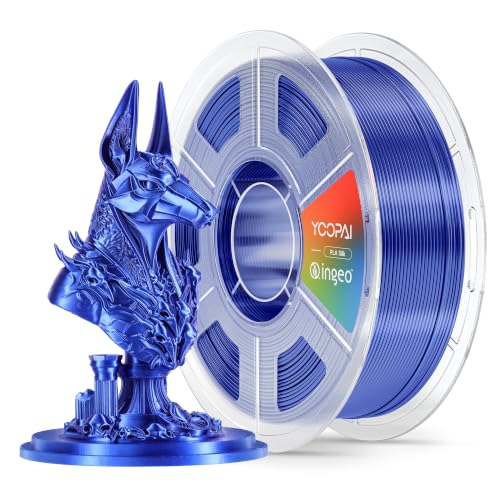YOOPAI Blue Silk PLA Filament 1.75mm, Luxury Chrome-Like Mirror Shine, Premium Silk Smooth Finish, Reliable Consistent Printing 3D Printer Filament, 1kg Spool(2.2lbs)