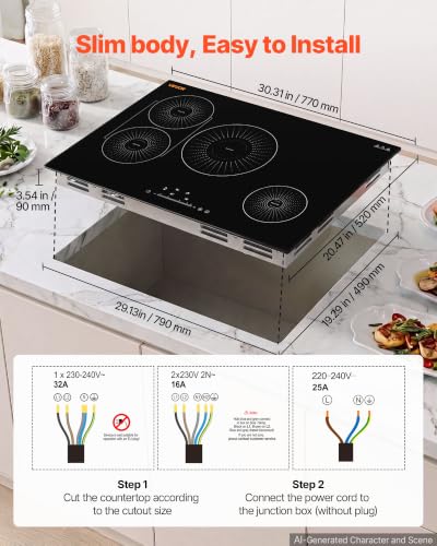 Image of VEVOR Induction Cooktop 30inch 4 Burners Built-in Electric Stove 220V