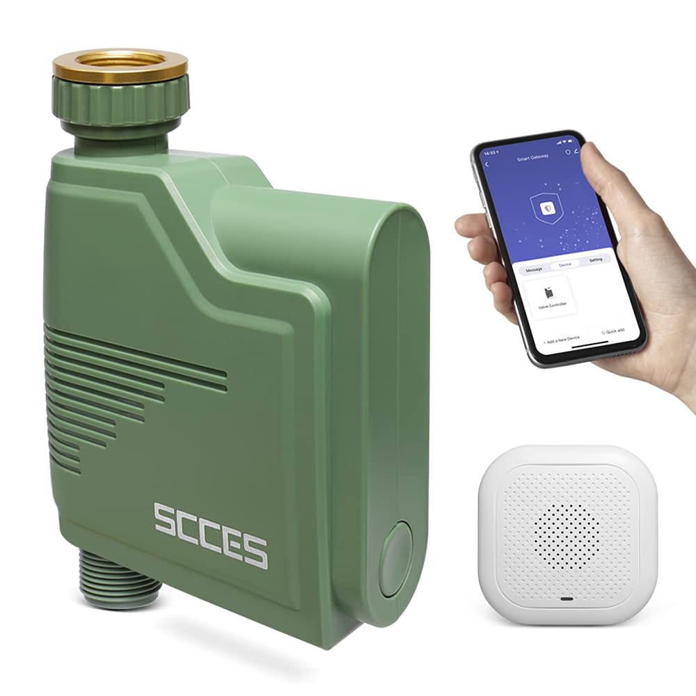 SCCES Sprinkler Timer with WiFi Hub, Smart Hose Faucet Timer with Metal