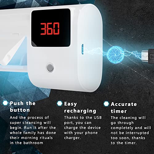 Purevacy Hanging Toothbrush Holder Sanitizer With 4 Slots, White Automatic Toothbrush Holder Wall Mounted With Automatic Timer And 30 Days Charge, Compact Toothbrush Sanitizer Holder #TOP2