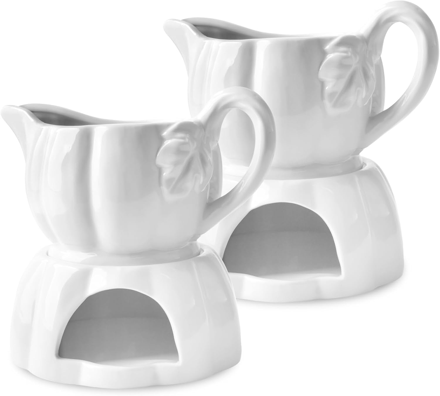 Gravy Boat with Warmer – 18 Oz Dripless Gravy Bowl with Handle & Spout – Microwave, Freezer & Dishwasher Safe Sauce Server for Thanksgiving, Christmas, Holiday Meals, and Everyday Use