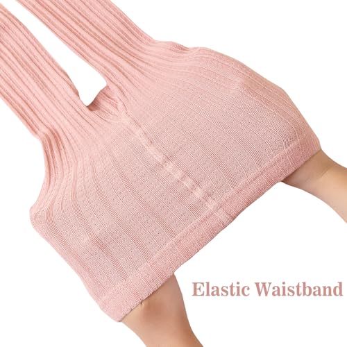 Meeshine 5 Pack Toddler Girls Cotton Footless Tights Cable Ribbed Knit Ruffle Leggings Stocking Pants for 1-8T Kids2