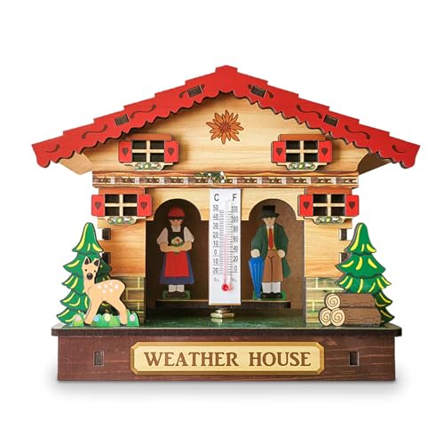 Casa meteorologica in legno con termometro igrometro, decorazione da parete per casa e ufficio