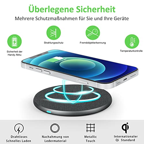 15W Induktive Ladestation Wireless Charger,Evershop Ladegerät Kabellos Ladestation Qi Induktionsladegerät Kompatibel für iPhone 15/14/13/12/11/XS/X/8/8 Plus,Samsung Galaxy S22 S21 Usw,Huawei P40Pro – Bild 3
